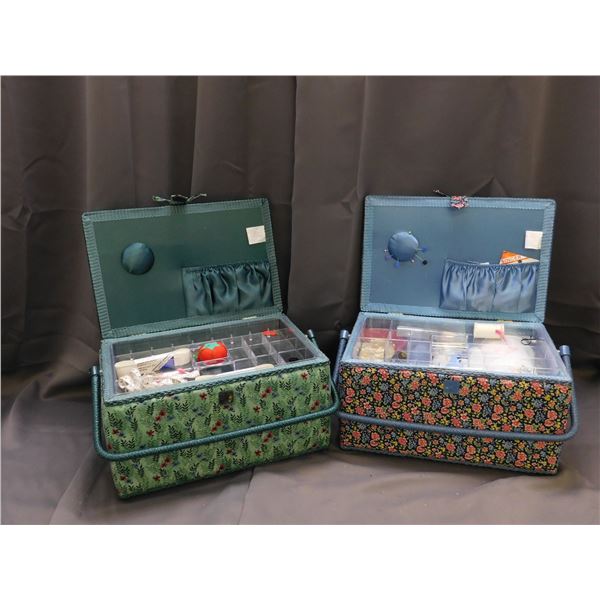Pair of Fabric Sewing Baskets (with supplies)