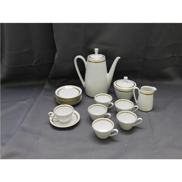 Kahla Konitz Germany Espresso Coffee Service Set Pot, 6 Cups and Saucers, Cream and Sugar