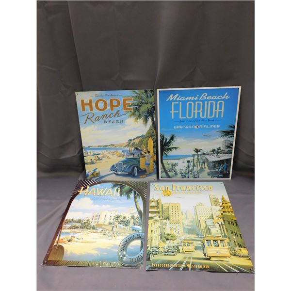 4 Lot Metal City Signs 12x16"