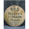 Image 1 : Wooden Whisky Barrel Reproduction Top Sign 23" Diameter "Maker's Mark"