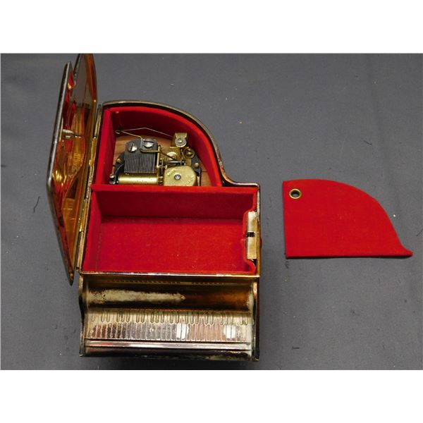 Music Box Jewelry Case Made in Japan Dragonware Metal w Enamel Top