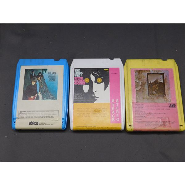 Lot of 3 8-Tracks Led Zeppelin 4, Guess Who Super Golden Oldies, Rolling Stones Biggest Hits