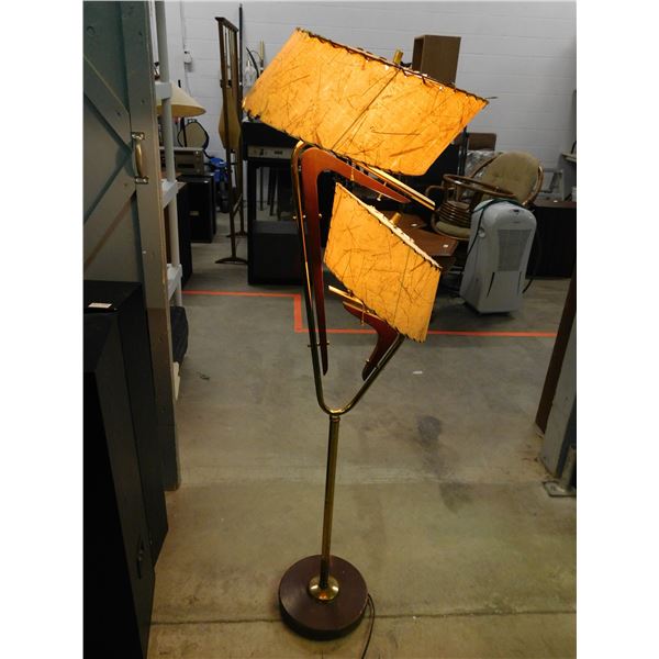 MCM Double Boomerang Floor Lamp with Fibreglass Shades *works*