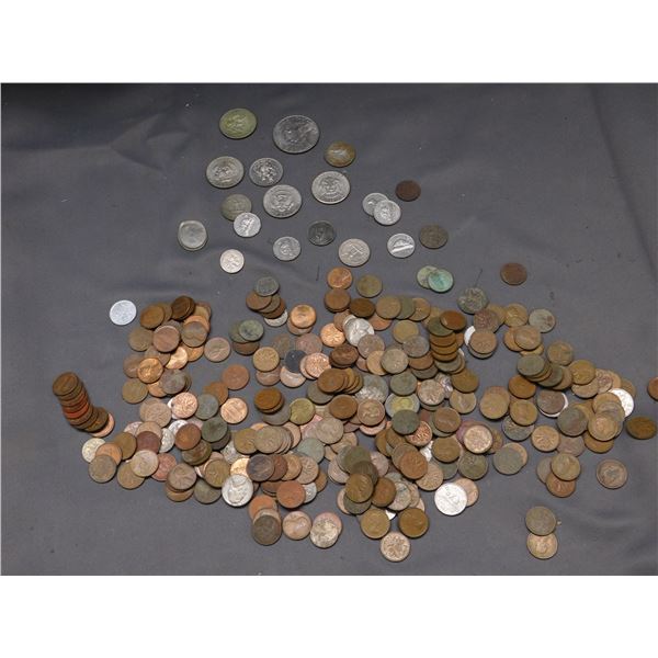 Mostly Canada USA Coins 1940s-80s, Lots of Pennies, US Dollars,