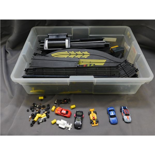 Tyco Slot Car Track w Cars / Parts Pieces HO Scale