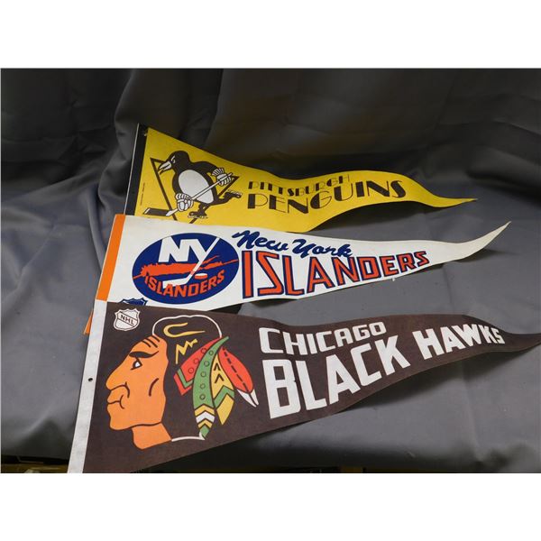 Lot of 3 NHL Hockey Pennants Circa 1970s