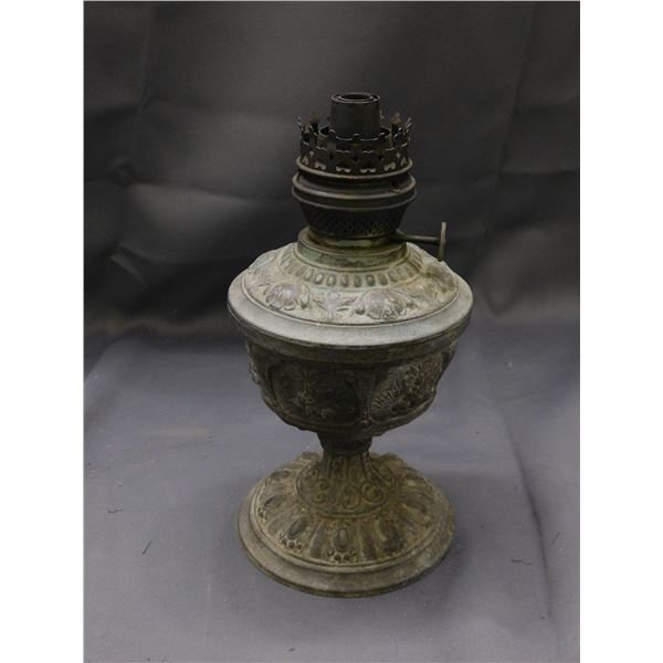 Antique Metal Clad Oil Lamp