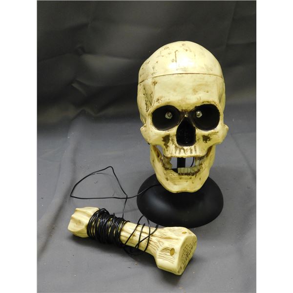 Talking Skeleton Skull Voice Activated Microphone Halloween Decor (untested)