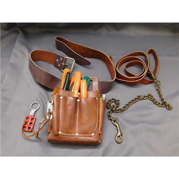 KUNYs EL901 Vintage Leather Tool Belt, With Hand Tools, Lobster Clasp