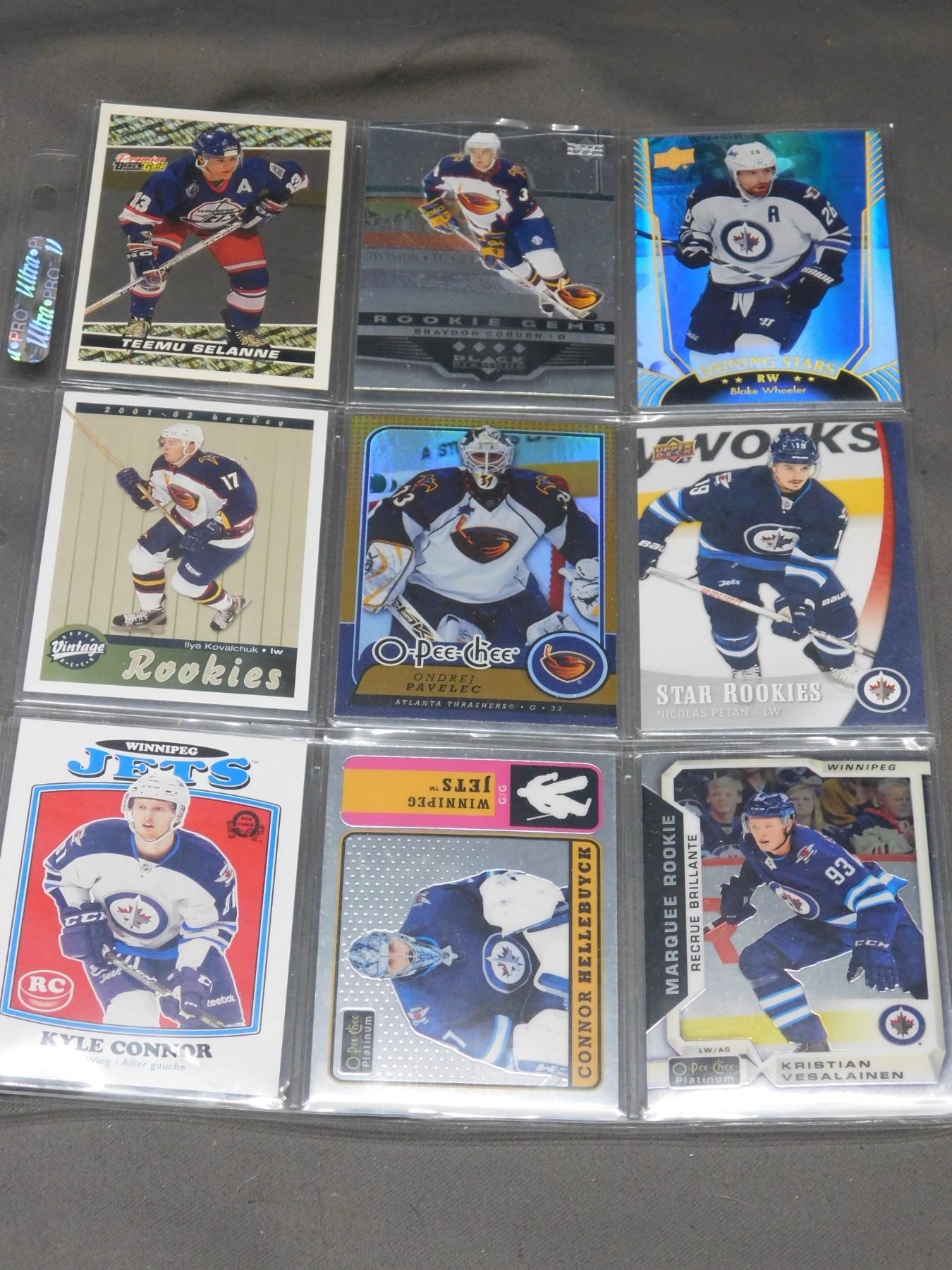 9 Collectible NHL Sports Cards in Page Sleeve Winnipeg Jets Past