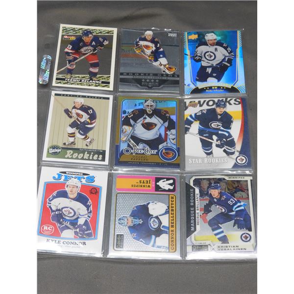 9 Collectible NHL Sports Cards in Page Sleeve Winnipeg Jets Past