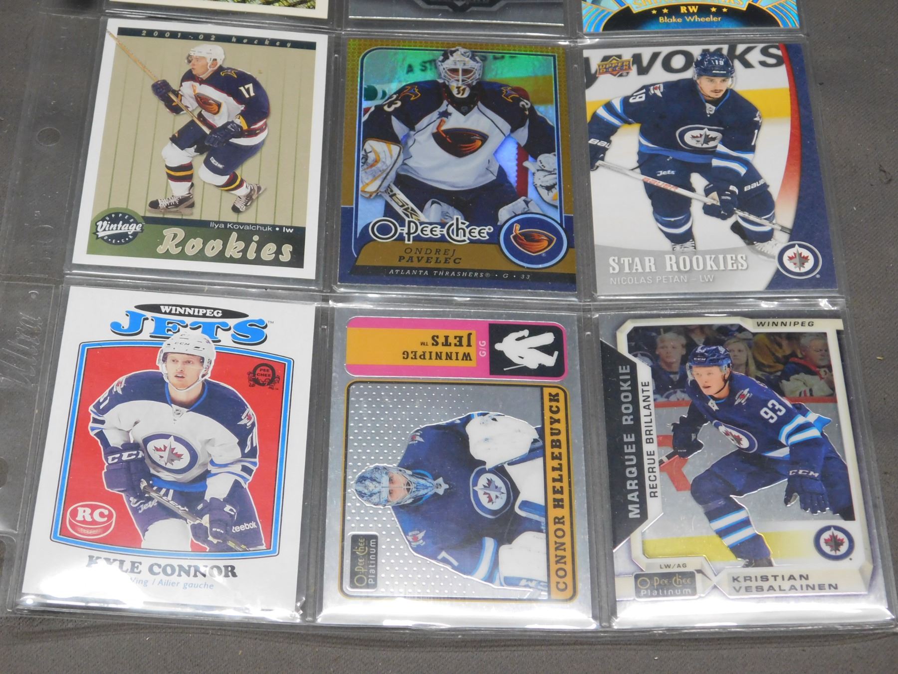 9 Collectible NHL Sports Cards in Page Sleeve Winnipeg Jets Past & Present Cards