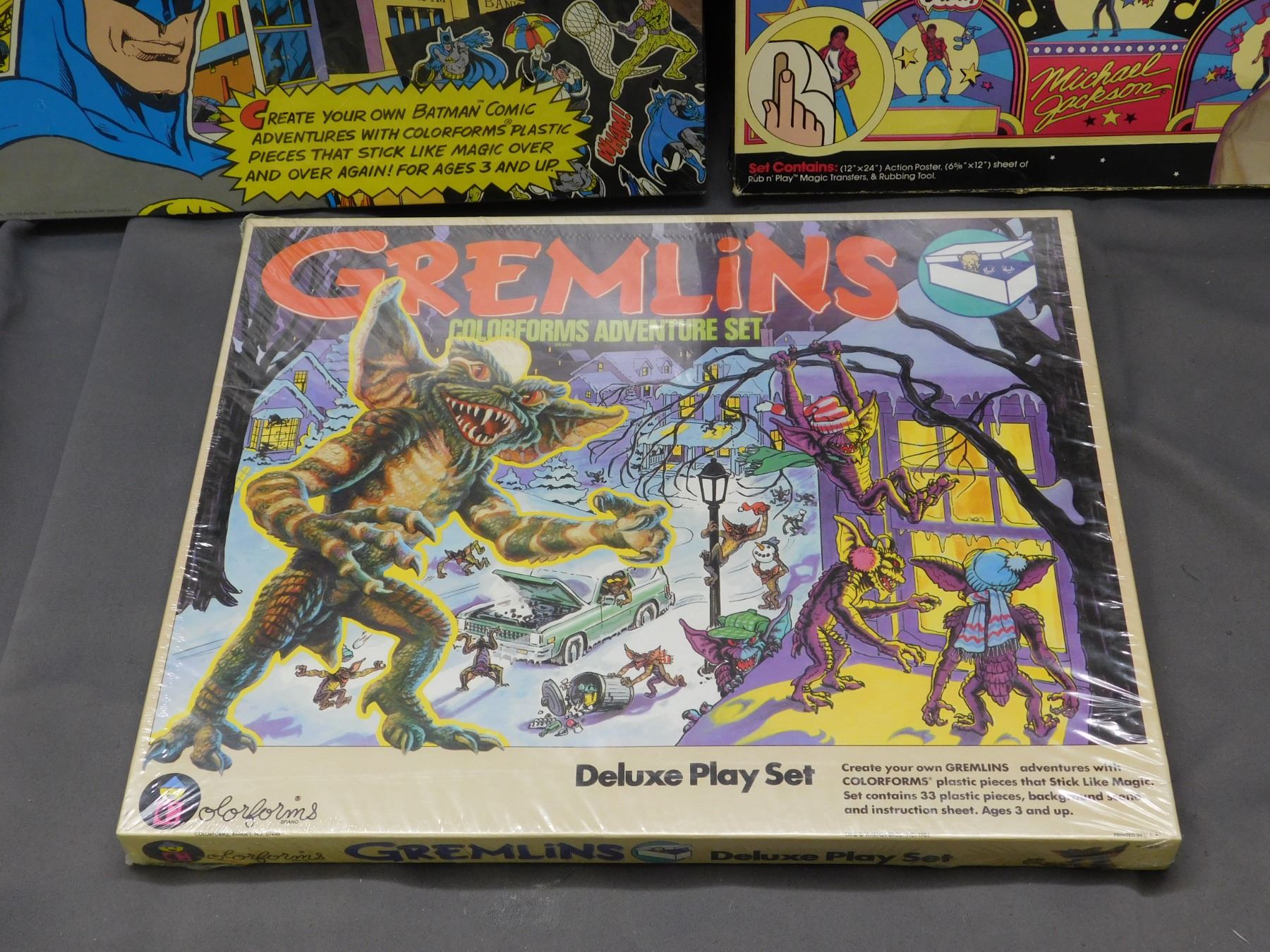 Lot of 3 SEALED Vintage Batman Comic Kit Colorform, Michael Jackson Rub ...