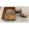 Image 1 : LOT OF ANTIQUE PRESSED GLASS AND CRYSTAL PIECES, SERVING PIECES AND PAIR OF CERAMIC KOALA BOOKENDS