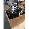 Image 1 : LARGE BOX OF ASSORTED LOST PROPERTY BIKE AND SPORTS HELMETS