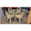 Image 1 : GLASS TOP RATTAN TABLE AND 4 ARM CHAIRS