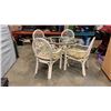 Image 2 : GLASS TOP RATTAN TABLE AND 4 ARM CHAIRS