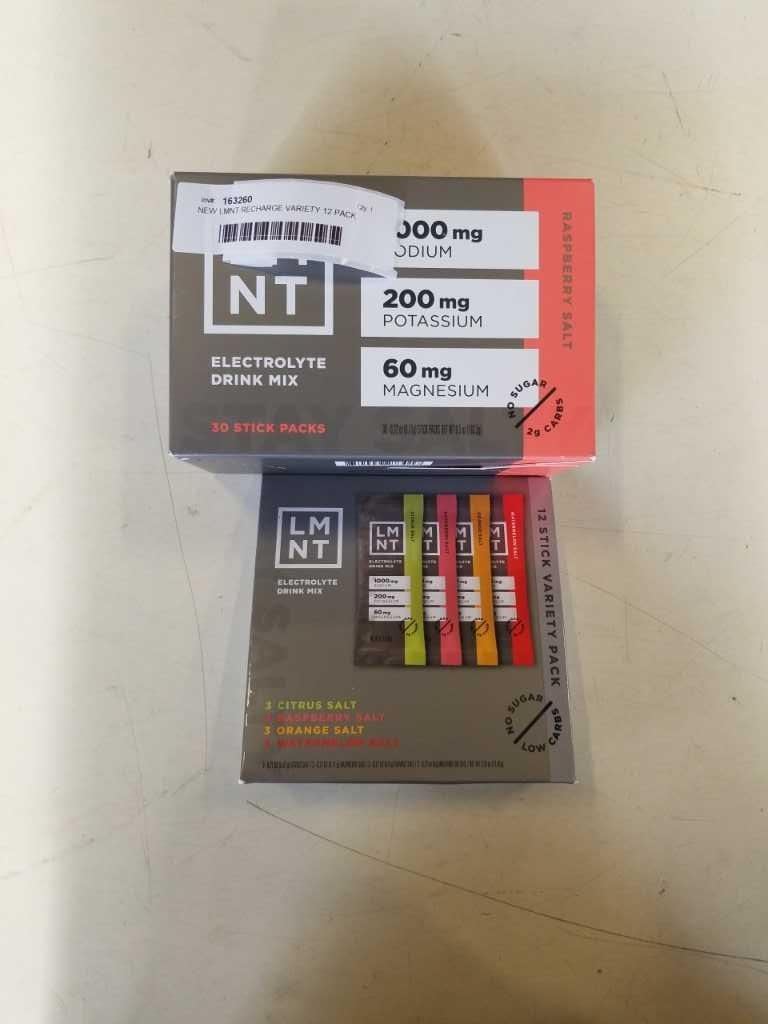 NEW LMNT RECHARGE VARIETY 12 PACK AND RASPBERRY 30 STICK PACK ...