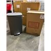 Image 1 : BRAND NEW MATTE GREY STAINLESS STEEL GARBAGE CAN - RETAIL $199