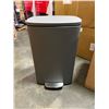 Image 2 : BRAND NEW MATTE GREY STAINLESS STEEL GARBAGE CAN - RETAIL $199
