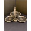 Image 1 : VINTAGE 3 TIER FOLDABLE CLAM SHELL KINT SILVER PLATE CAKE SERVING TRAY