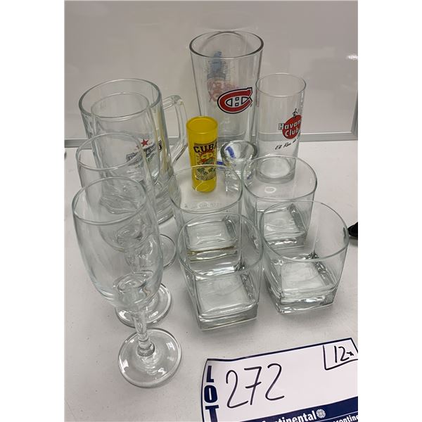 LOT OF 12 VARIOUS GLASSES