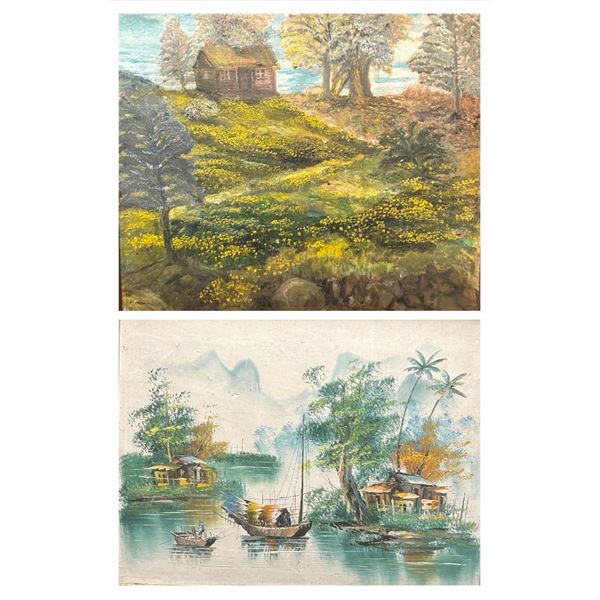 LOT OF 2 PAINTINGS OIL ON CANVAS