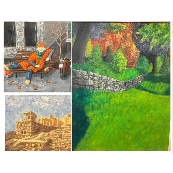 LOT OF 3  PAINTINGS OIL ON CANVAS