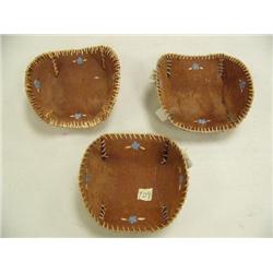 Lot of 3 birch bark baskets decorated with forget-me-nots by Shawna L. Woodard Hgtny from Lake Minic