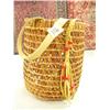 Image 1 : Cedar basket with leather handle 7" with red heart trade beads on it by Maryanna Alexandera Guse org