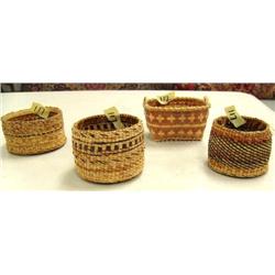 Lot of 4 small 3" cedar root baskets (39)