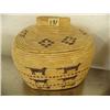 Image 1 : Museum quality 10" oval grass basket with pictoral design grass is dyed with berry juice (39)