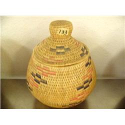 Super museum quality 11" grass basket from Bethel area blue and red designs (39)