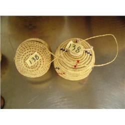 Two 4" grass baskets- 1 is by Mary Man from Kipnuk, AK (39)