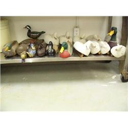 Large collection of ducks- 16 decoys, 1 doorstop, 2 brass and China (39)