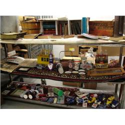 Approx. 25 pieces of Pepsi-Cola collectibles: signs, bottles, cassette player, old metal six-pack ca