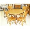 Image 1 : Round oak table with 4 pressed back chairs (39)