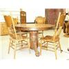 Image 2 : Round oak table with 4 pressed back chairs (39)