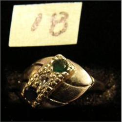Diamond and 2 green stones size 5-3/4 (27)