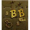 Image 1 : Lot of gold nugget initials: 4 B's; mushroom (27)