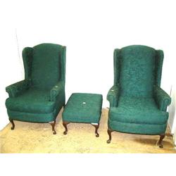 3-piece hunter green armchair and foot stool set (39)