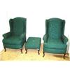 Image 1 : 3-piece hunter green armchair and foot stool set (39)