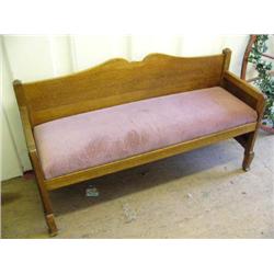 Padded wooden bench possibly church pew (39)