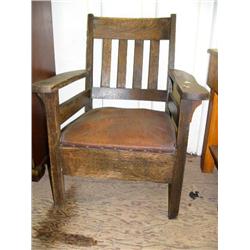 Quartersawn Oak mission style armchair American (46)