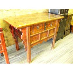 2-drawer oak entry way table c.1850 h.34", l.47", d.25" (300)