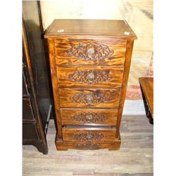 5-drawer chest with carving h.32", l.12", d.12" (300)