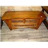 Image 1 : 2-drawer ornately carved table c.1920 h.16", l.42", d.16" (300)