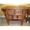 Image 1 : 2-drawer entry way table with carved front c.1860 h.32", l.41", d.28-1/2" (300)