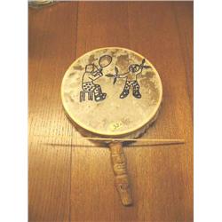 CHOICE OF: Jacob Otten Native drum with whale bone handles (2)