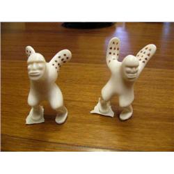 Pair of ivory carved dancers about 3-1/2" tall from King Island c.1960 (500)
